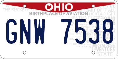 OH license plate GNW7538