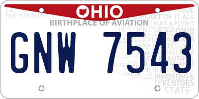 OH license plate GNW7543