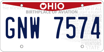 OH license plate GNW7574