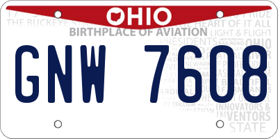 OH license plate GNW7608