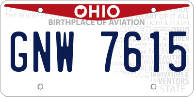 OH license plate GNW7615