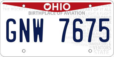 OH license plate GNW7675