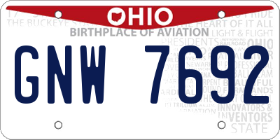 OH license plate GNW7692