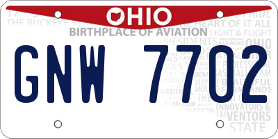 OH license plate GNW7702