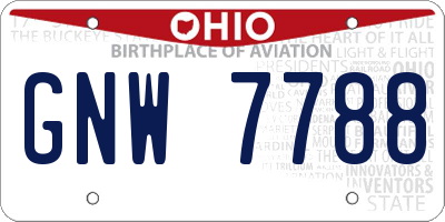 OH license plate GNW7788