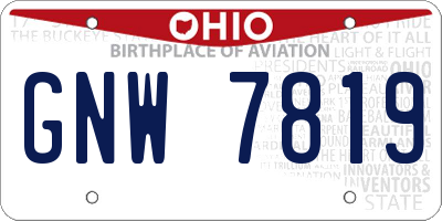 OH license plate GNW7819