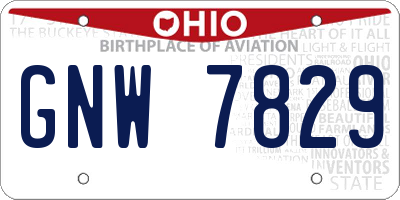 OH license plate GNW7829