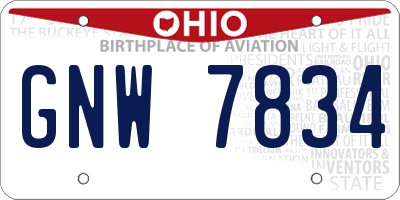 OH license plate GNW7834
