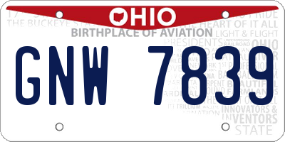 OH license plate GNW7839