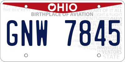 OH license plate GNW7845