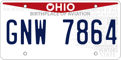 OH license plate GNW7864