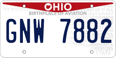 OH license plate GNW7882