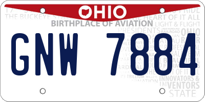 OH license plate GNW7884
