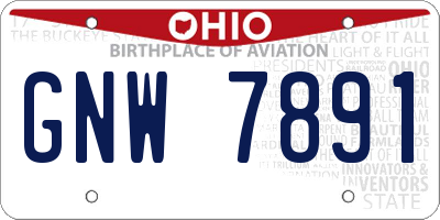 OH license plate GNW7891