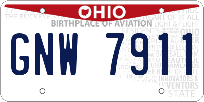 OH license plate GNW7911