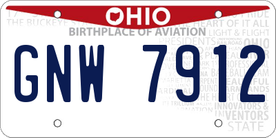 OH license plate GNW7912