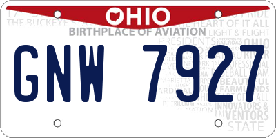 OH license plate GNW7927
