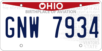 OH license plate GNW7934