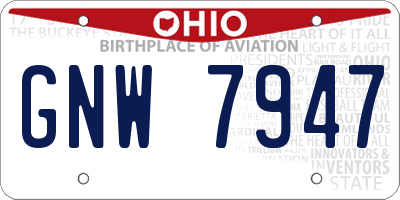 OH license plate GNW7947