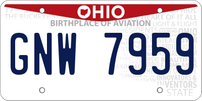 OH license plate GNW7959