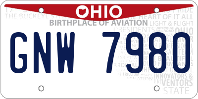OH license plate GNW7980
