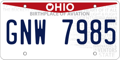 OH license plate GNW7985