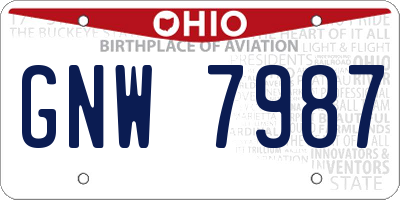 OH license plate GNW7987