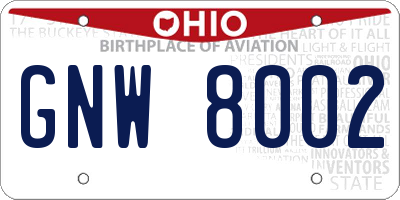 OH license plate GNW8002