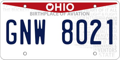 OH license plate GNW8021