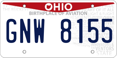 OH license plate GNW8155