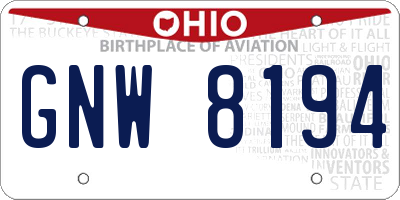 OH license plate GNW8194