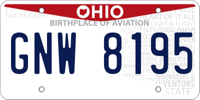 OH license plate GNW8195