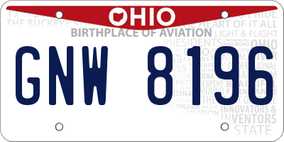 OH license plate GNW8196