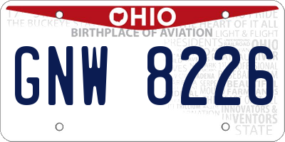 OH license plate GNW8226