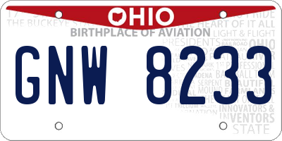 OH license plate GNW8233