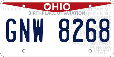 OH license plate GNW8268