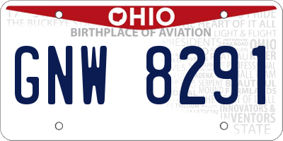 OH license plate GNW8291