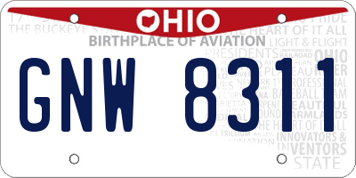 OH license plate GNW8311