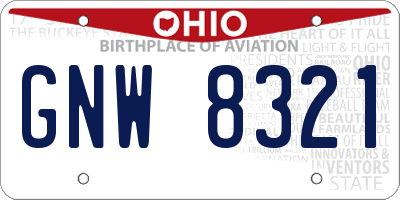 OH license plate GNW8321