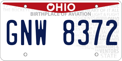 OH license plate GNW8372