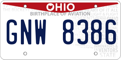 OH license plate GNW8386