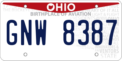 OH license plate GNW8387