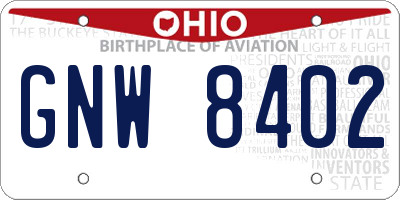 OH license plate GNW8402