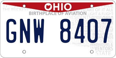 OH license plate GNW8407