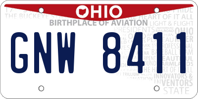 OH license plate GNW8411