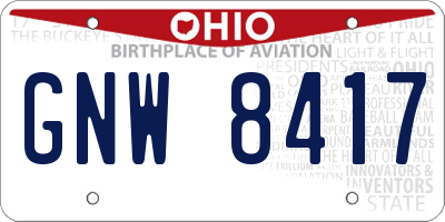 OH license plate GNW8417