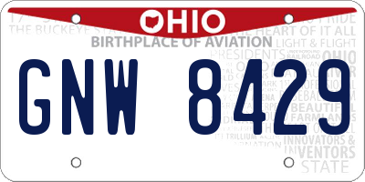 OH license plate GNW8429