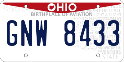OH license plate GNW8433