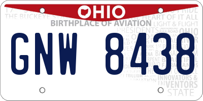 OH license plate GNW8438