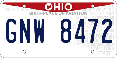 OH license plate GNW8472